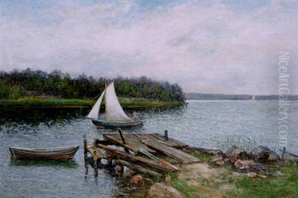 Insjolandskap Med Segelbat - view 1