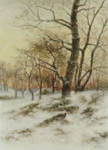 Landskap Med Trad - Vintermotiv I Aftonljus Landskap Med Trad - Vintermotiv I Aftonljus