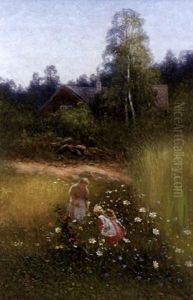 Mor Och Barn Pa Blomstreang Mor Och Barn Pa Blomstreang