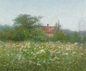 Blommande Landskap Med Hus by Johan Severin Nilsson