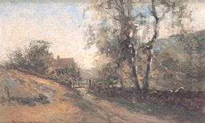 Svenskt Sommarlandskap Med Vag by Johan Severin Nilsson