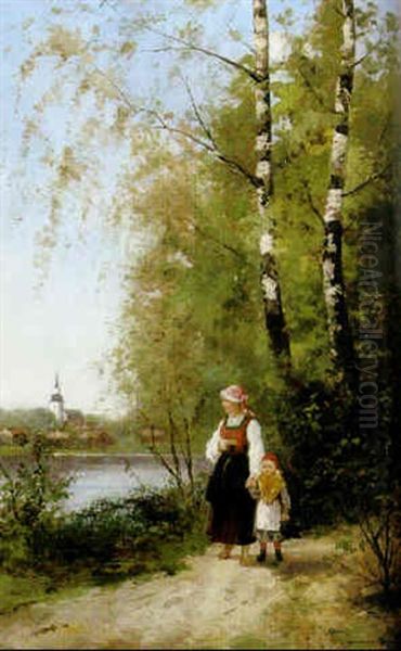 Mor Och Dotter Pa Varpromenad - view 1