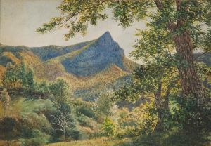 Paesaggio Boschivo Con Montagne Sullo Sfondo by Giuseppe Bisi