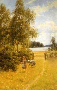 Flickor Pa Sommarang by Johan Severin Nilsson
