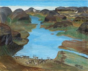 Landscape From The North Of Sweden With Reindeers