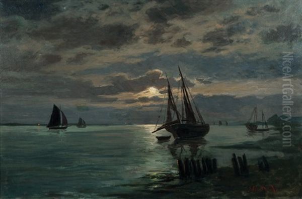 Ship On The Elbe Near Schulau - view 1