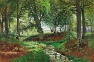 Forest Scene With Stream by Thorvald Simeon Niss