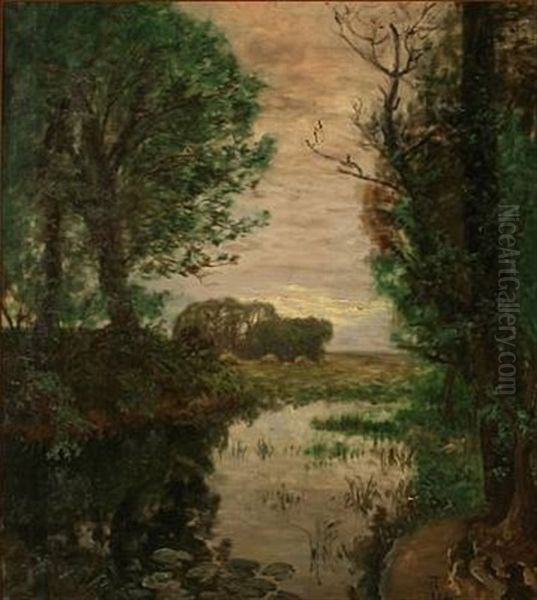 Evening Landscape With A Serpentine Stream (silstrup, Denmark?) - view 1