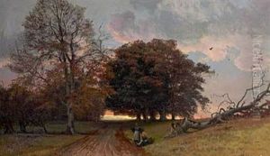 Two Women Resting By The Side Of The Road, Evening