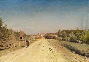 Indgang Til Dyrehaven Ved Springforbi En Sommerdag by Thorvald Simeon Niss