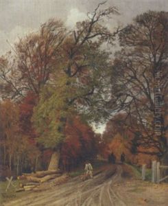 Mand Med Trillebor I Efterarsskoven by Thorvald Simeon Niss