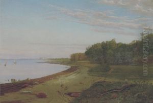 Kysten Nord For Helsingor Med Kronborg I Baggrunden