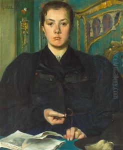 Halbfigurliches Portrait Einer Jungen Frau, Meisterlich Charakterisiert by Rudolf Nissl