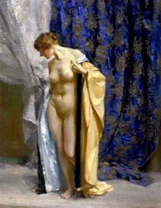 A Nude With A Blue Curtain A Nude With A Blue Curtain