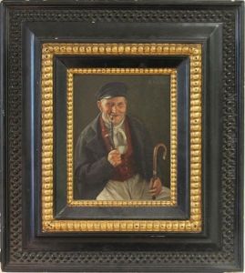 Male Portrait With Pipe And Cane by Richard Nitsch