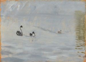 Cygnes Sur L'etang, Circa 1874 by Giuseppe de Nittis