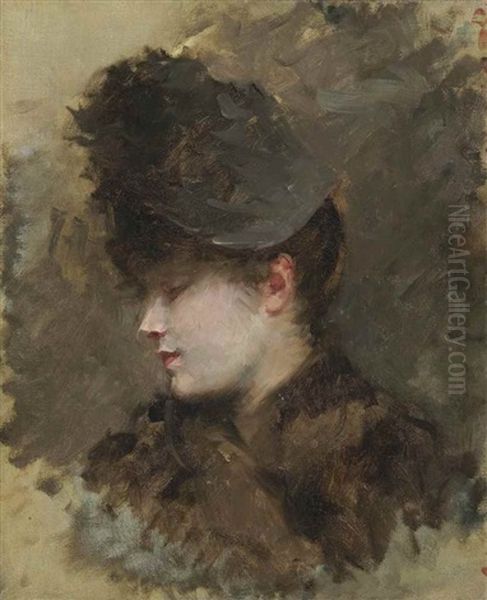Testa Femminile Di Profilo, Con Cappellino - view 1