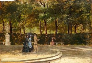 Promenade Dans Le Parc by Giuseppe de Nittis
