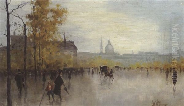 Stadtmotiv Mit Figurlicher Staffage (paris?) - view 1