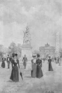 View Near The Arc De Triomphe Du Carrousel, Paris by Giuseppe de Nittis