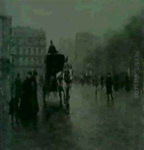 Figures In A Parisian Street by Giuseppe de Nittis