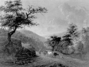 La Bergere Et Son Troupeau Sur Un Chemin De Montagne