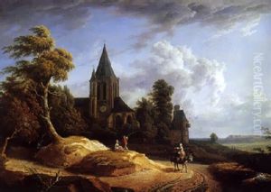 Vue De L'eglise De Saint Evremont A Creilli by Charles Francois Nivard