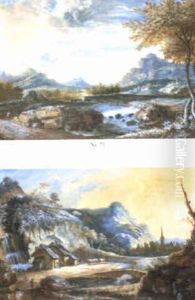 Weite Landschaft Mit Figuren Bei Einem Bach