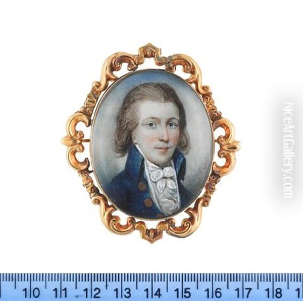 A Gentleman, Wearing Blue Coat, White Waistcoat, Chemise, Stock And Cravat, His Natural Hair Worn Loose - view 1