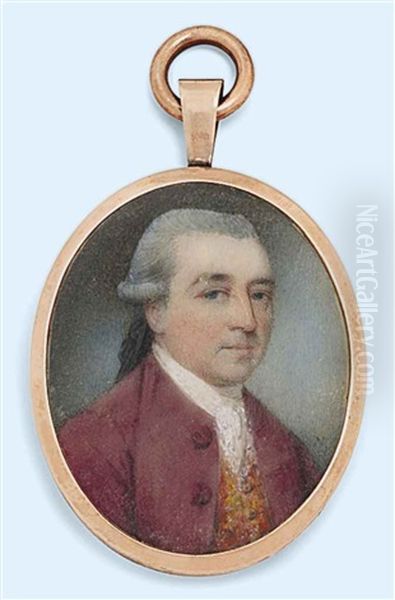 John Graham (1741-1775), In Maroon Coat, Embroidered Waistcoat, White Cravat, Powdered Hair En Queue - view 1