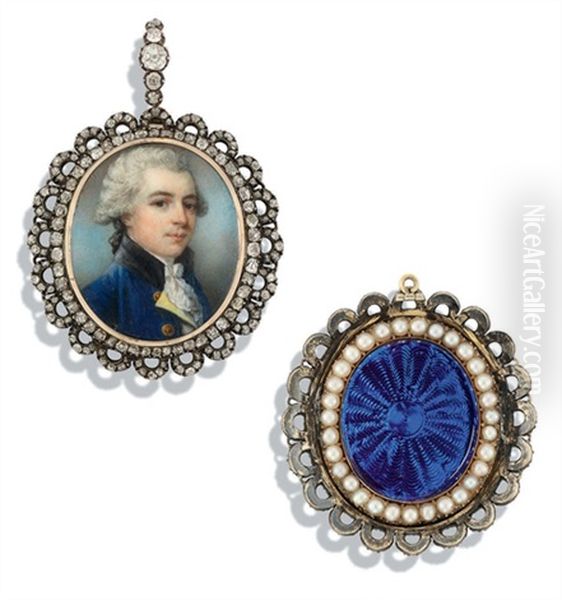 A Young Gentleman In Blue Coat With Black Collar And Gold Buttons - view 1