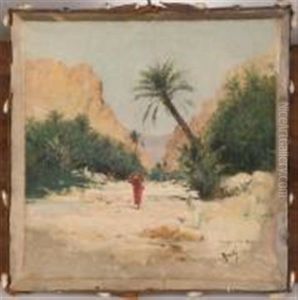 Porteuse D"eau Dans Les Gorges D"el Kantara, Algerie by Francisque Noailly