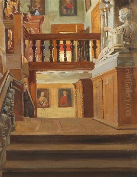 Hall With Stairs, Portrait Paintings, Sculpture A.o. - view 1
