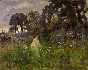Landschaft Mit Junger Frau by Auguste Nobillet