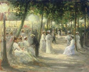 Une Soiree D'ete Au Champs Elysees by Auguste Nobillet