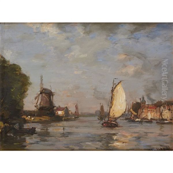 Barges On A Dutch Canal - view 1