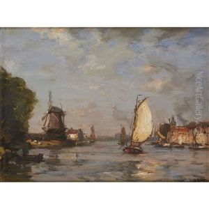 Barges On A Dutch Canal