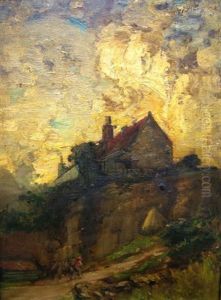 Figure On A Path Leading To A Cottage On A Crag