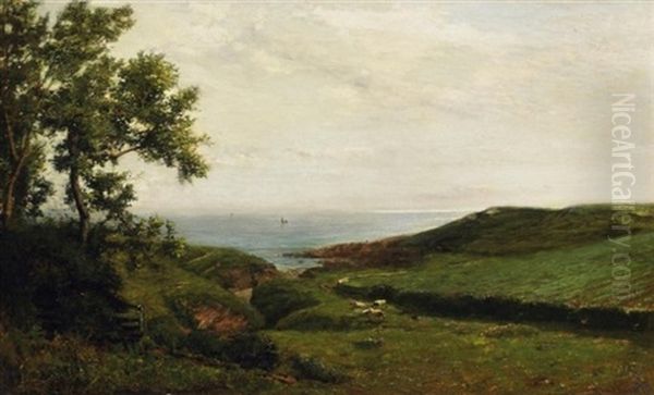 Schottische Kustenlandschaft Mit Weidenden Kuhen - view 1