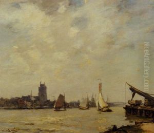 Shipping On The Merwerde, Dordrecht by James Campbell Noble