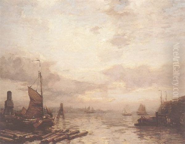 Barges On An Evening Estuary - view 1
