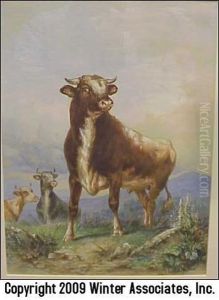 Three Cows In Field by Henry Collins Bispham
