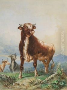 Cattle In A Landscape by Henry Collins Bispham