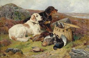 English And Gordon Setters With The Day's Bag English And Gordon Setters With The Day's Bag