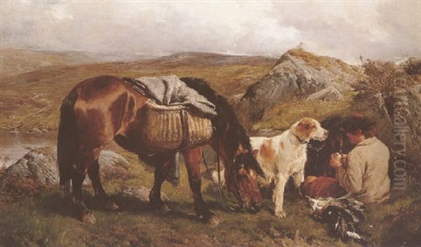 A Young Lad With Horse And Dogs In The Highlands - view 1