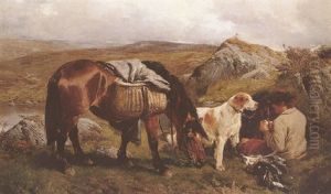 A Young Lad With Horse And Dogs In The Highlands by John Sargent Noble