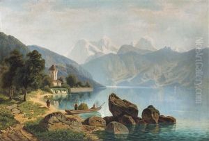 Blick Auf Schloss Oberhofen Am Thuner See/schweiz by Theodor (Wilhelm T.) Nocken