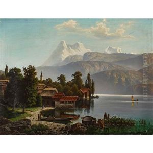 Hilterfingen Mit Blick Auf Eiger, Monch Und Jungfrau by Theodor (Wilhelm T.) Nocken