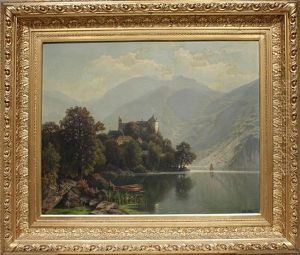 Schloss An Einem Gebirgssee In Osterreich