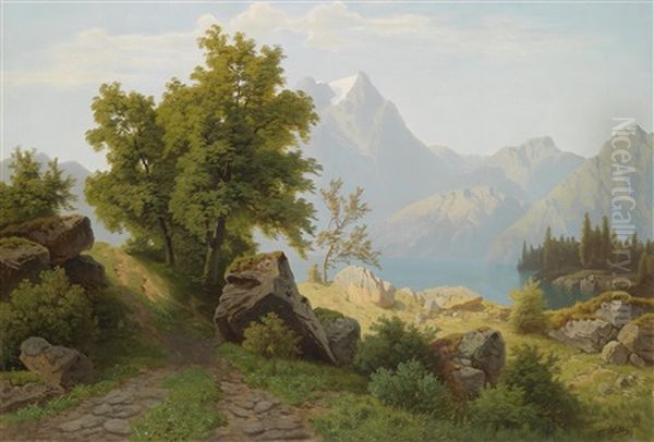 Gebirgslandschaft Mit Alpensee - view 1